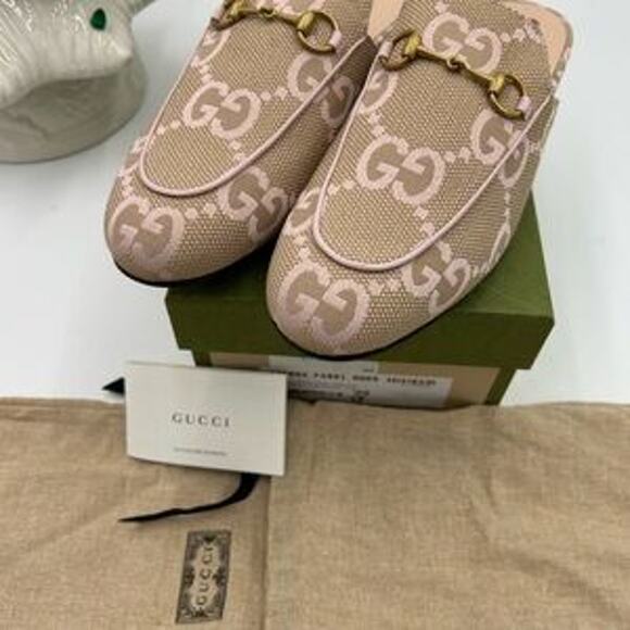 Women's Gucci Princetown slipper in jumbo GG Carmel canvas size 39 made in Italy - Picture 6 of 10